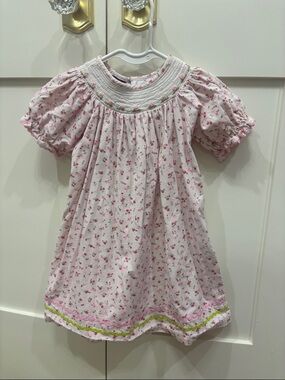 Lil cactus: corduroy Pink Floral Smocked Girls' Dress